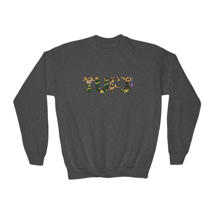 TUFJ Camo Leopard And Pearls Youth Crewneck Sweatshirt