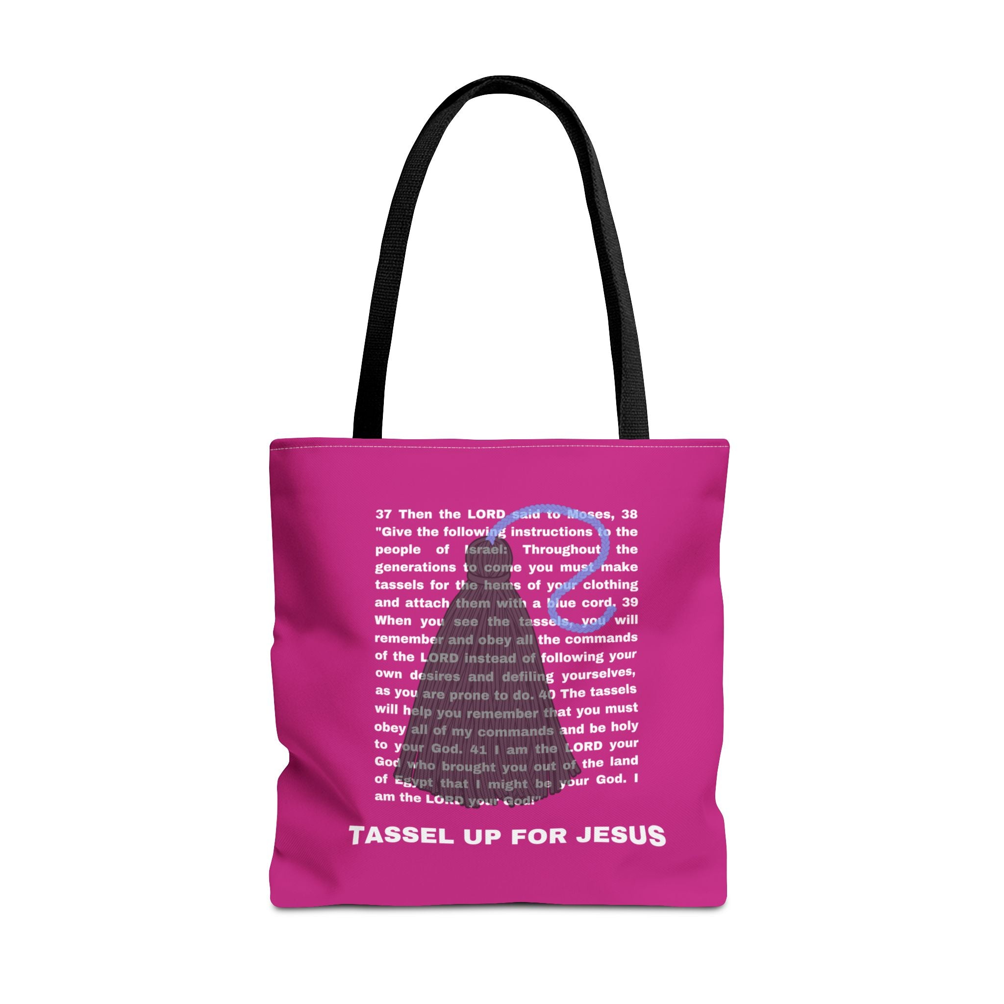 Pink Numbers 15 : 37 - 41 Bible Verse Tote Bag