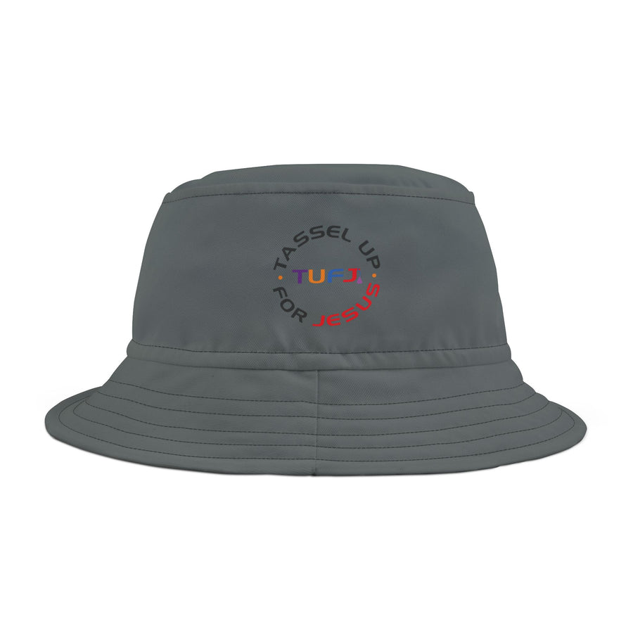 Gray Tassel Up For Jesus Logo Bucket Hat