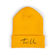 Tassel Up Cursive Cuffed Beanie