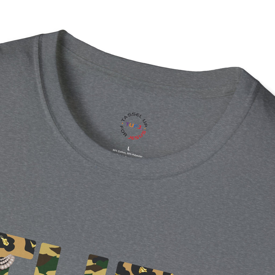 TUFJ Camo Leopard And Pearls Unisex Softstyle T-Shirt