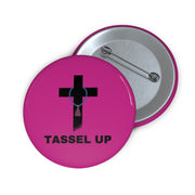 Pink Tassel Cross Pin Buttons