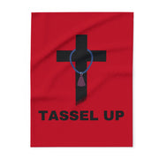 Red Tassel Cross Arctic Fleece Blanket