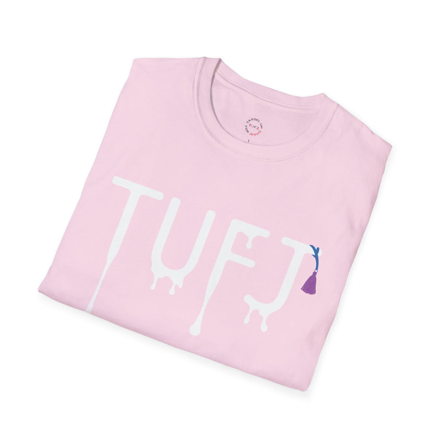 TUFJ White Print Drip Unisex Softstyle T-Shirt