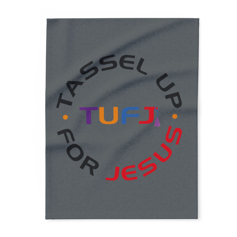 Gray Tassel Up For Jesus Logo Arctic Fleece Blanket