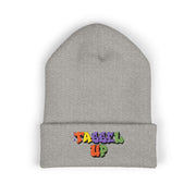 Tassel Up Graffiti Cuffed Beanie