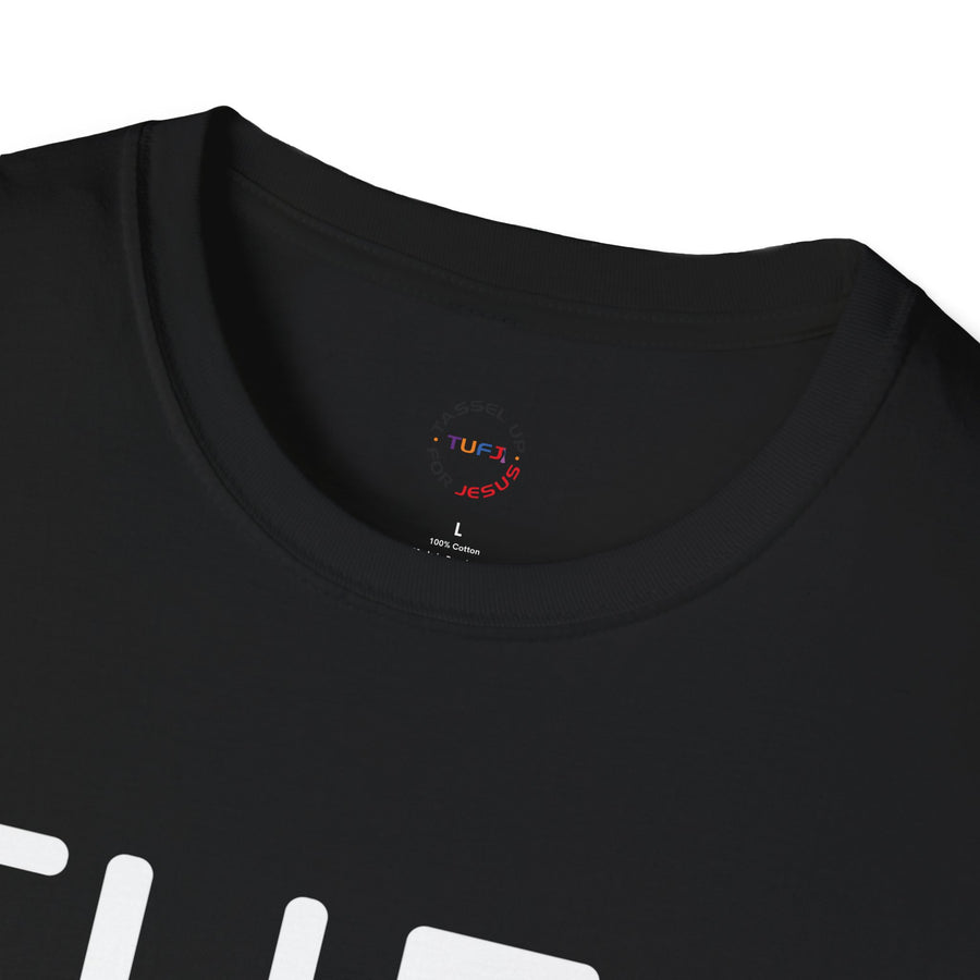 TUFJ White Print Drip Unisex Softstyle T-Shirt