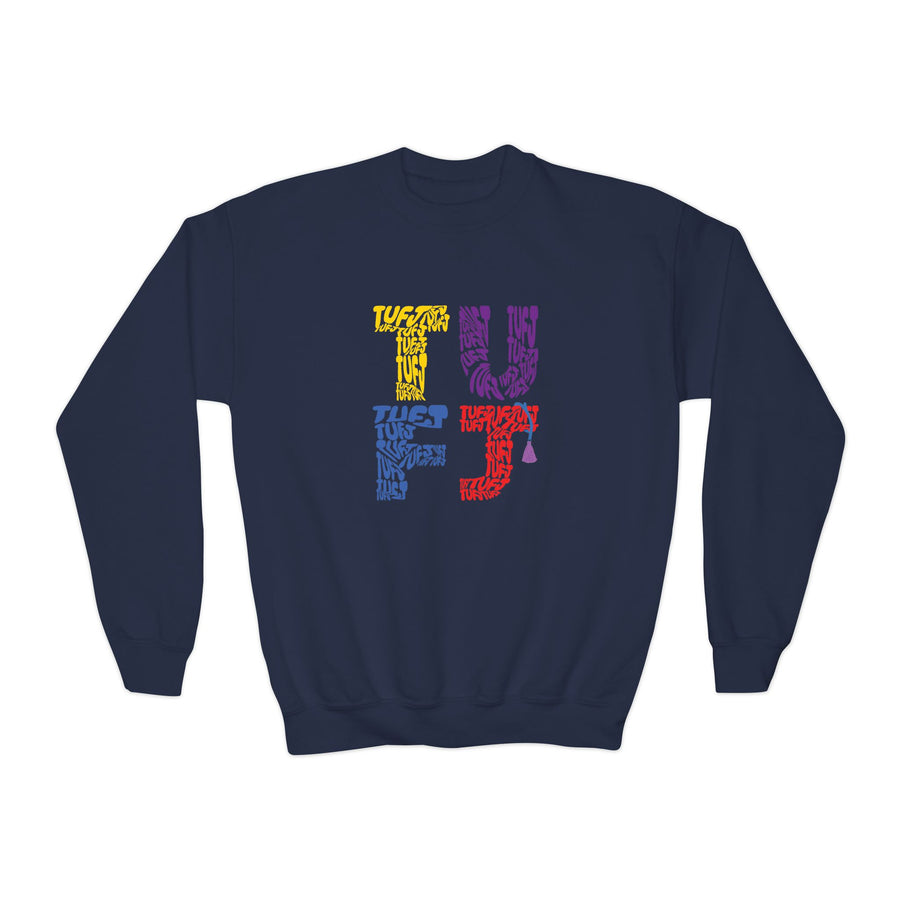 TUFJ Multicolor Repeat Youth Crewneck Sweatshirt