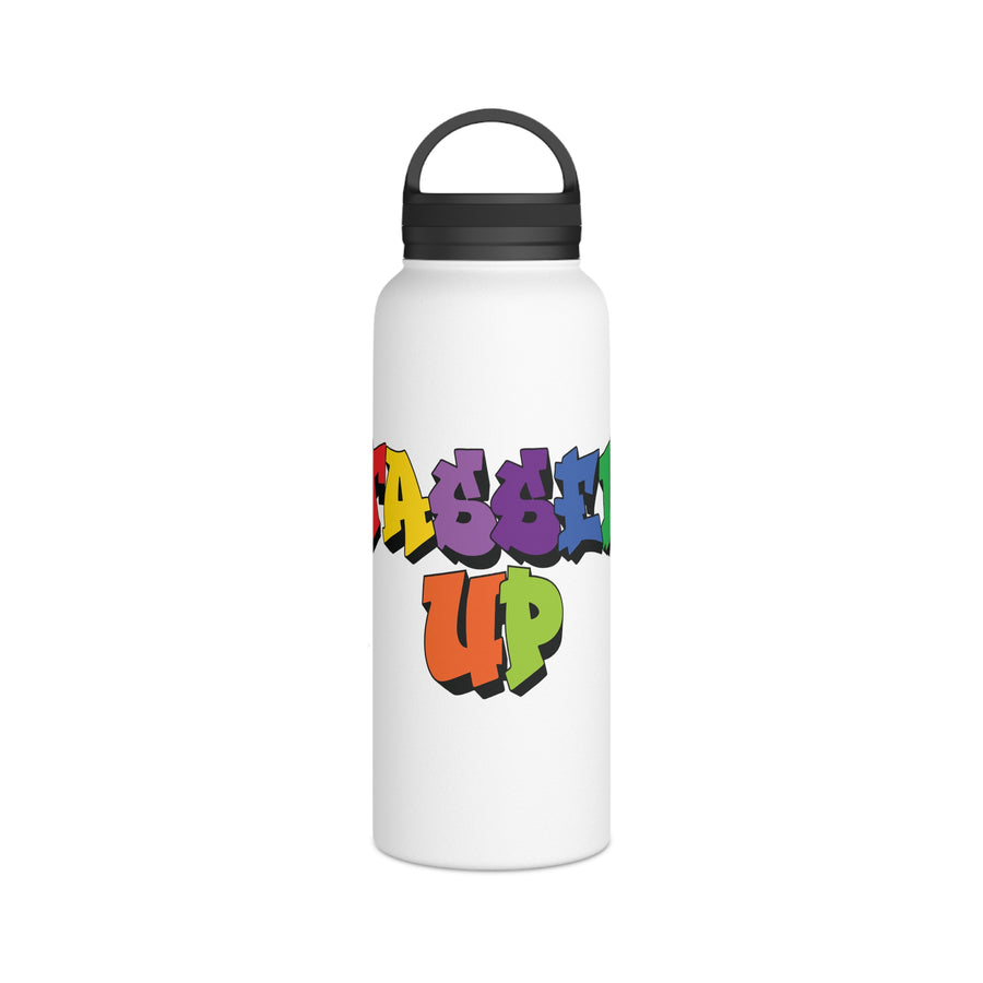 Tassel Up Graffiti Stainless Steel Water Bottle, Handle Lid