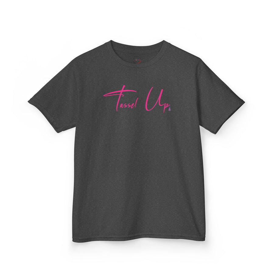 Tassel Up Pink Cursive Kids Heavy Cotton™ Tee