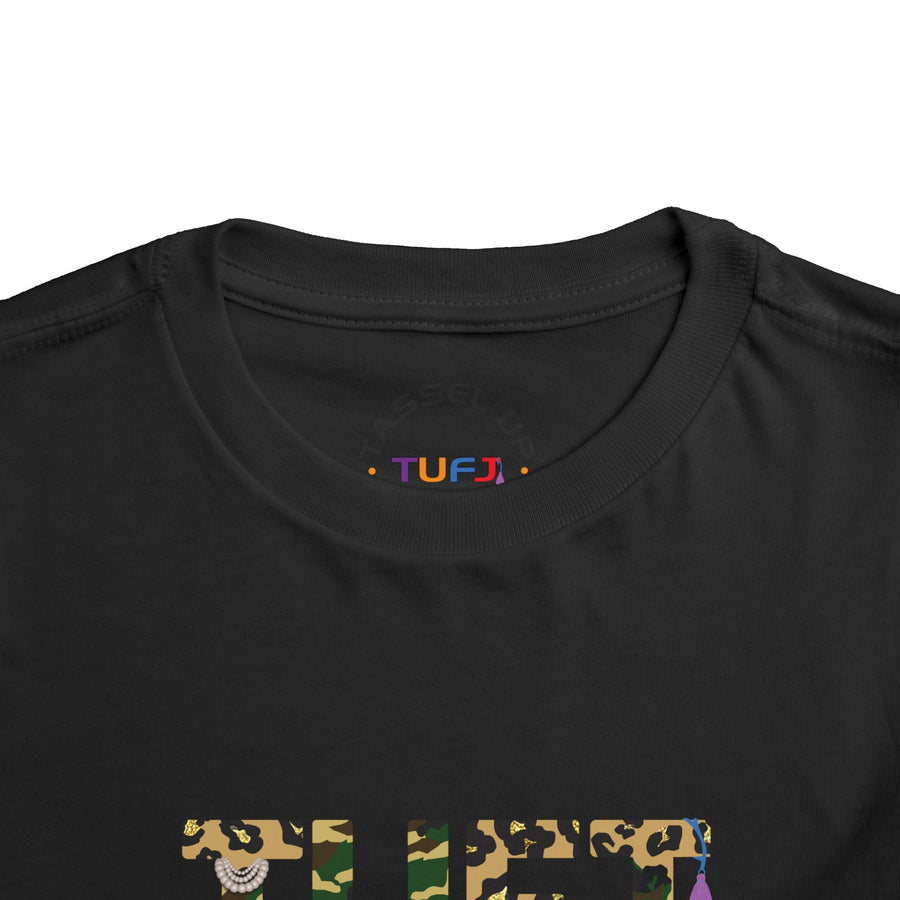 TUFJ Camo Leopard And Pearls Toddler Short Sleeve Tee
