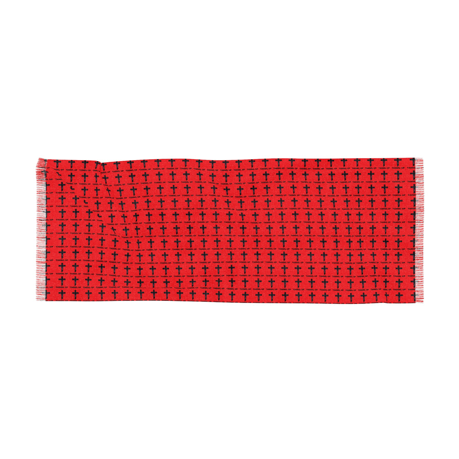 Long Red Tassel Cross Scarf