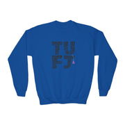 TUFJ Repeat Black Letters Youth Crewneck Sweatshirt
