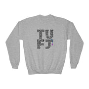 TUFJ Repeat Black Letters Youth Crewneck Sweatshirt