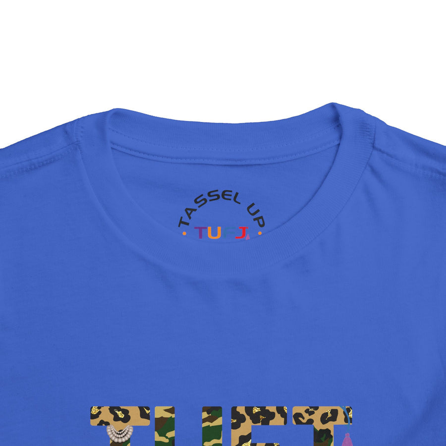 TUFJ Camo Leopard And Pearls Toddler Short Sleeve Tee