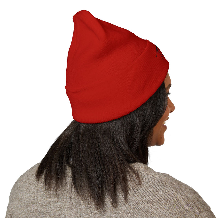 Tassel Up Cursive Cuffed Beanie