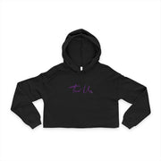 Women's Cropped Tassel Up Cursive Hoodie