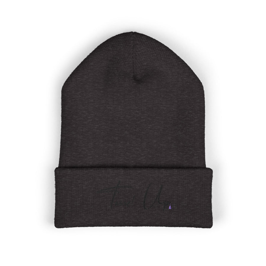 Tassel Up Cursive Cuffed Beanie