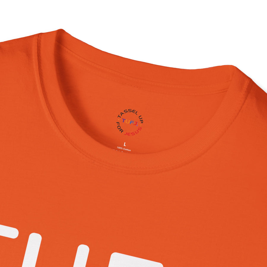 TUFJ White Print Drip Unisex Softstyle T-Shirt