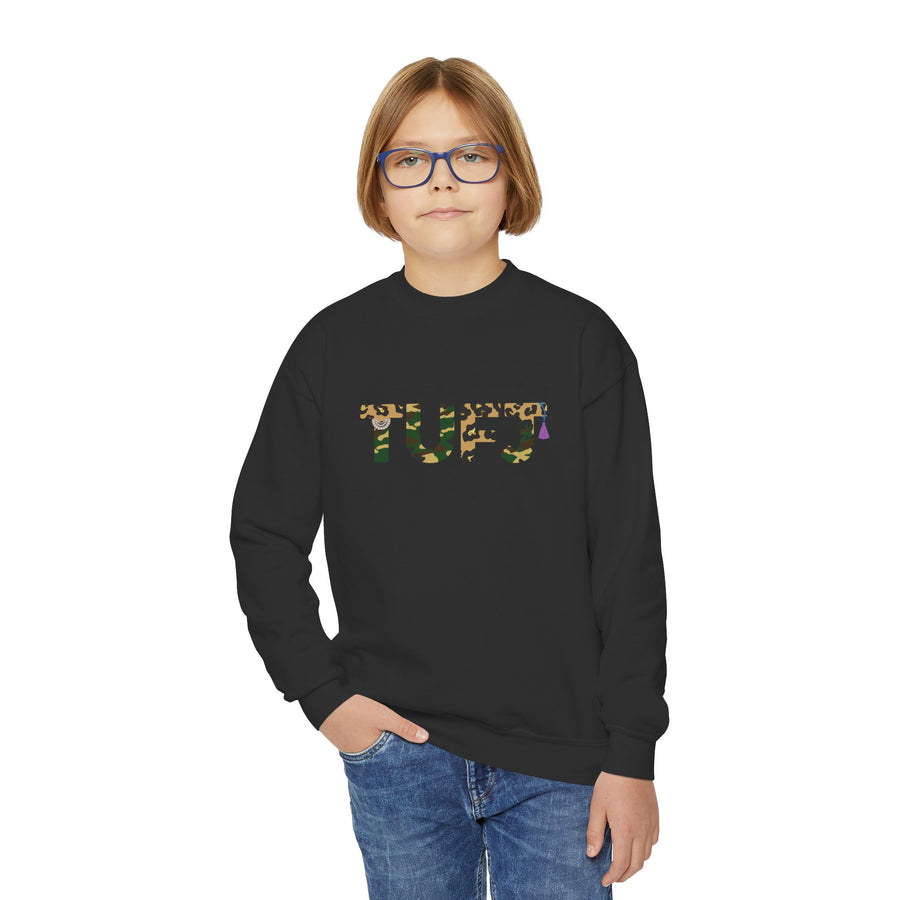 TUFJ Camo Leopard And Pearls Youth Crewneck Sweatshirt