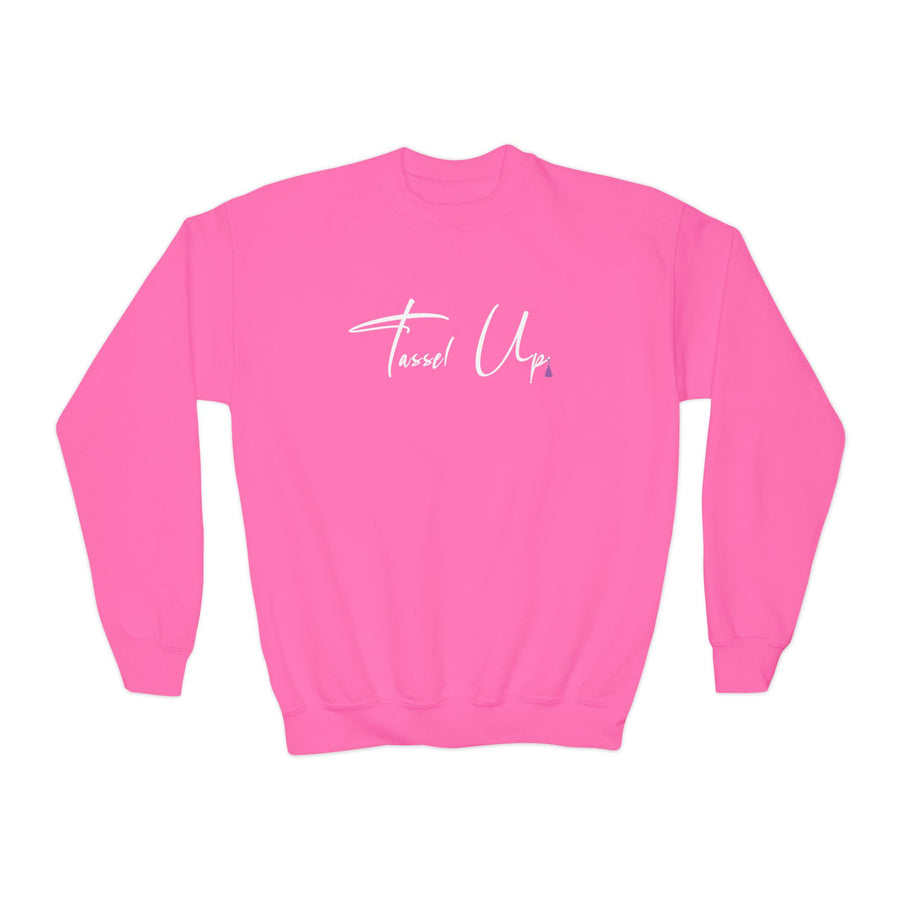 Tassel Up Cursive Youth Crewneck Sweatshirt