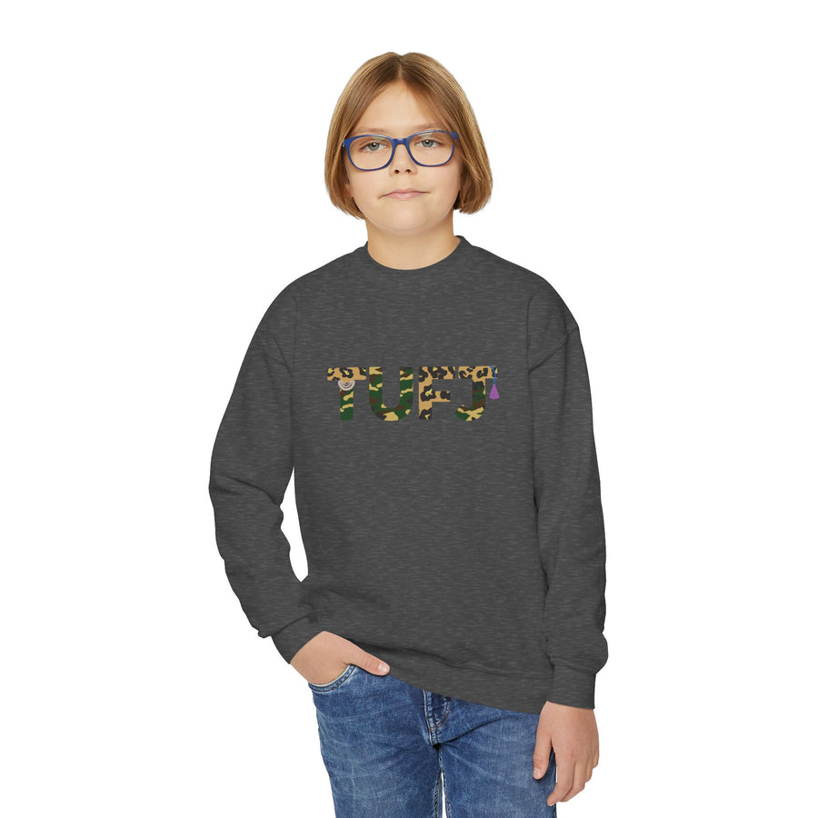 TUFJ Camo Leopard And Pearls Youth Crewneck Sweatshirt