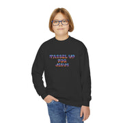 Tassel Up For Jesus Camo Youth Crewneck Sweatshirt