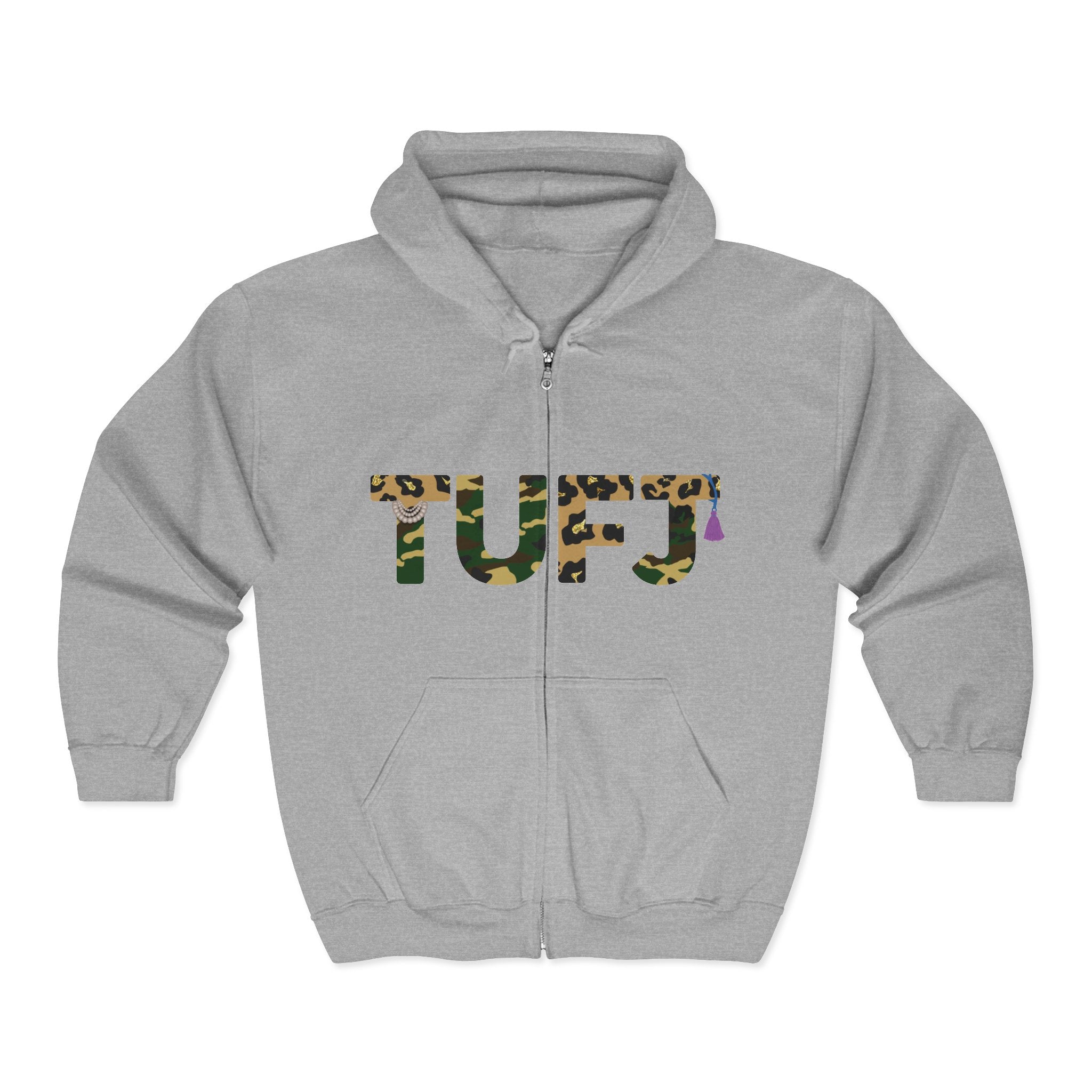 TUFJ Camo Leopard And Pearls Unisex Heavy Blend Full Zip Hoodie