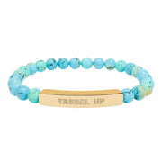 Tassel Up Repeat Natural Stone Stretch Bar Bracelet
