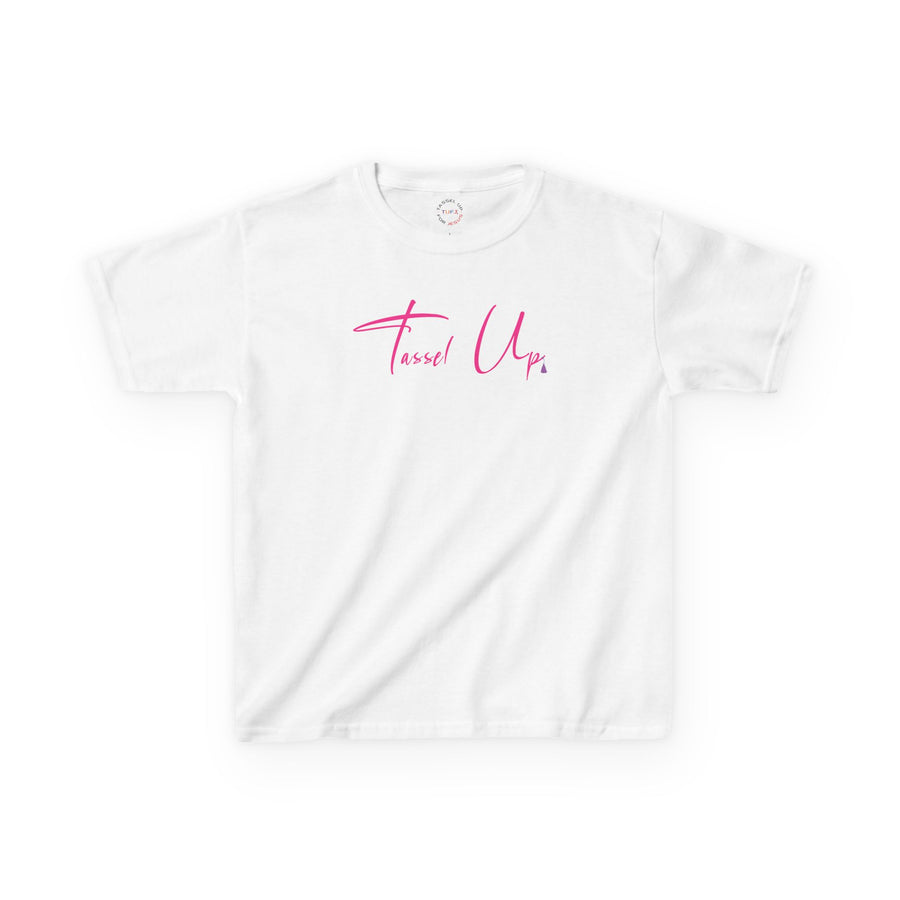 Tassel Up Pink Cursive Kids Heavy Cotton™ Tee