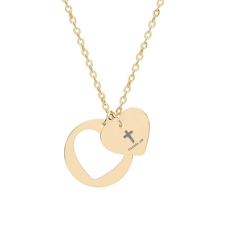 Tassel Cross Heart Cutout Necklace