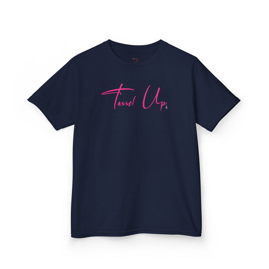 Tassel Up Pink Cursive Kids Heavy Cotton™ Tee