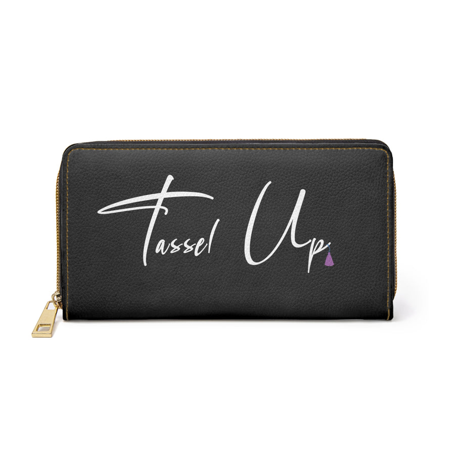 Tassel Up Cursive Zipper Wallet