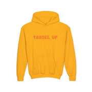 Tassel Up Repeat Red Letters Youth Heavy Blend Hoodie
