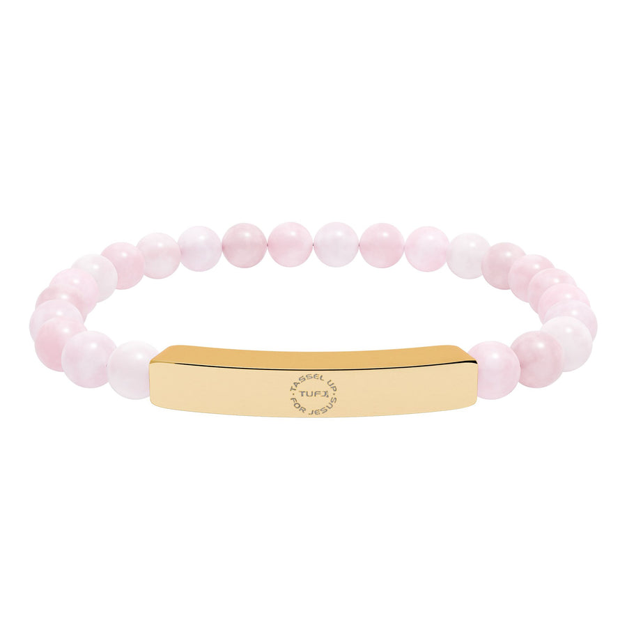 Tassel Up For Jesus Logo Natural Stone Stretch Bar Bracelet
