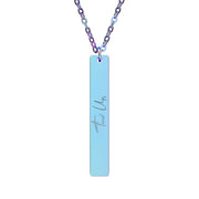 Tassel Up Cursive Vertical Bar Necklace