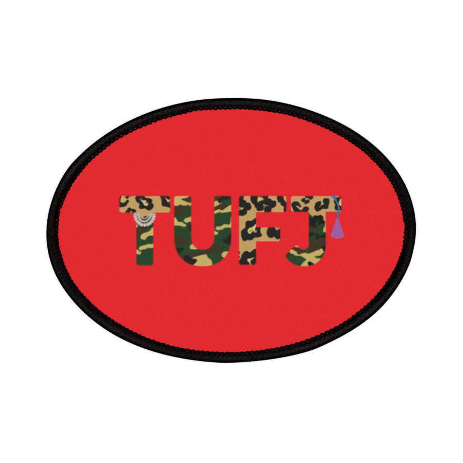 TUFJ Camo Leopard And Pearls Red Iron-On Patch