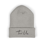 Tassel Up Cursive Cuffed Beanie
