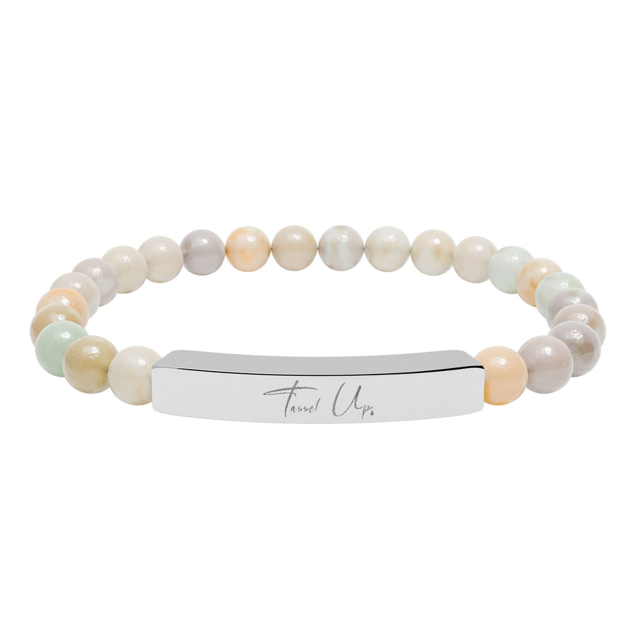 Tassel Up Natural Stone Stretch Bar Bracelet