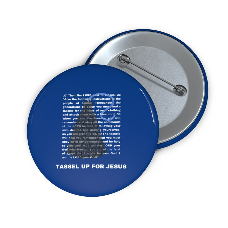 Blue Numbers 15 : 37 - 41 Bible Verse Pin Buttons