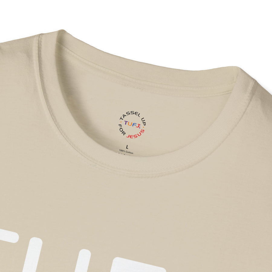 TUFJ White Print Drip Unisex Softstyle T-Shirt