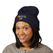 Tassel Up Graffiti Cuffed Beanie