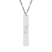Tassel Up Cursive Vertical Bar Necklace