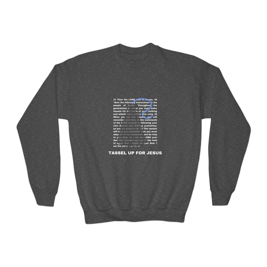 Numbers 15 : 37 - 41 Bible Verse Youth Crewneck Sweatshirt