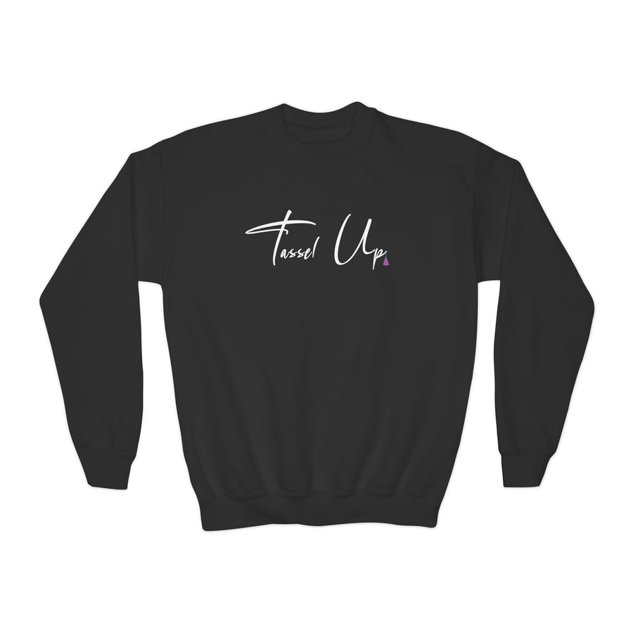 Tassel Up Cursive Youth Crewneck Sweatshirt