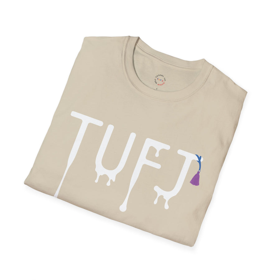 TUFJ White Print Drip Unisex Softstyle T-Shirt
