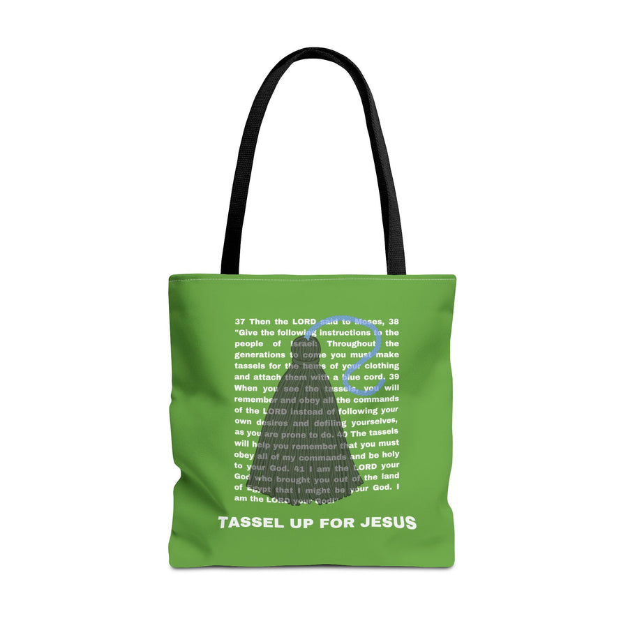 Green Numbers 15 : 37 - 41 Bible Verse Tote Bag