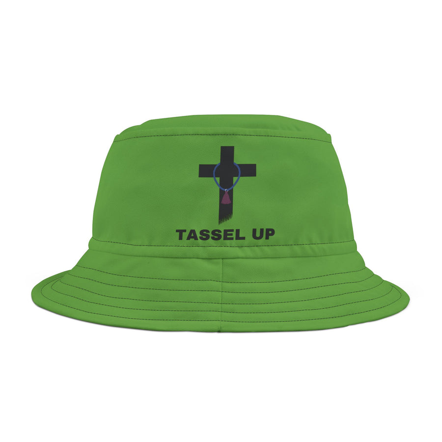 Green Tassel Cross Bucket Hat