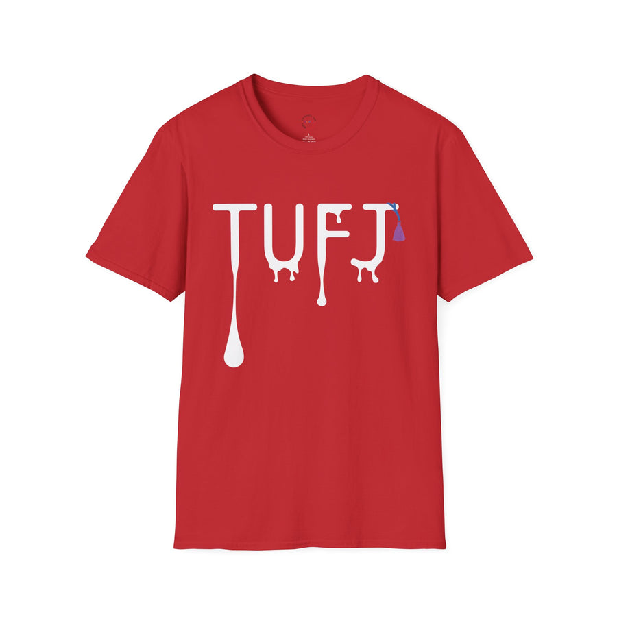 TUFJ White Print Drip Unisex Softstyle T-Shirt