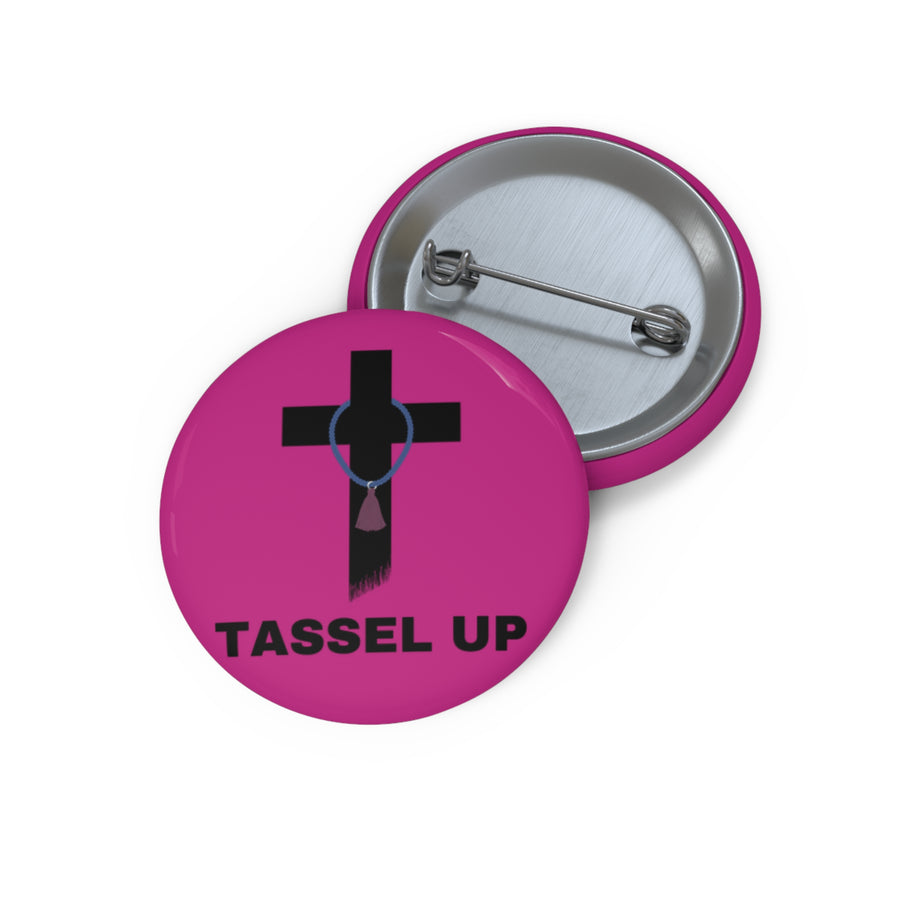 Pink Tassel Cross Pin Buttons